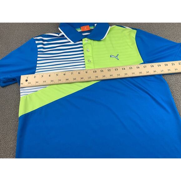 Puma Men's Short Sleeve Golf Polo Shirt Size Small Blue Yellow Athletic - Picture 6 of 8